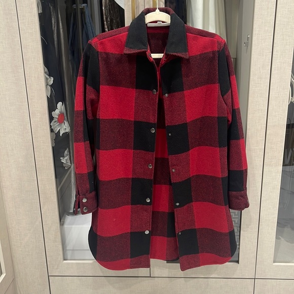 BB Dakota Steve Madden flannel red black wool jacket size XS - Picture 1 of 5